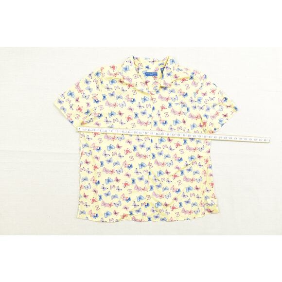 Karen Scott Women's Plus Size 1X Butterfly Print Short Sleeve Button Shirt - Picture 2 of 8